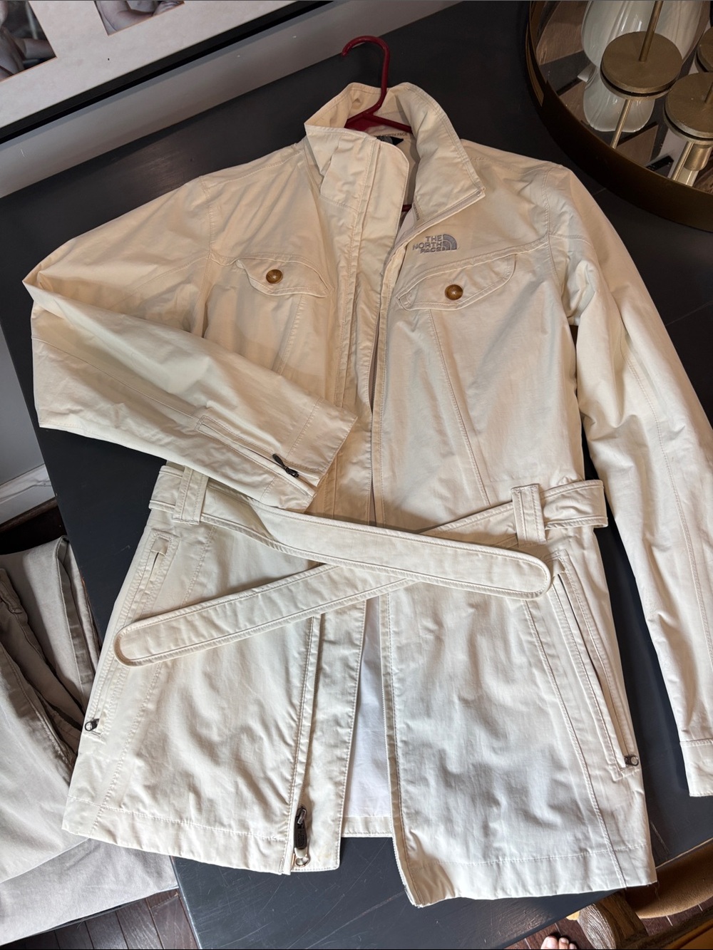 The North Face Women's Cream Trench Coat with Belt